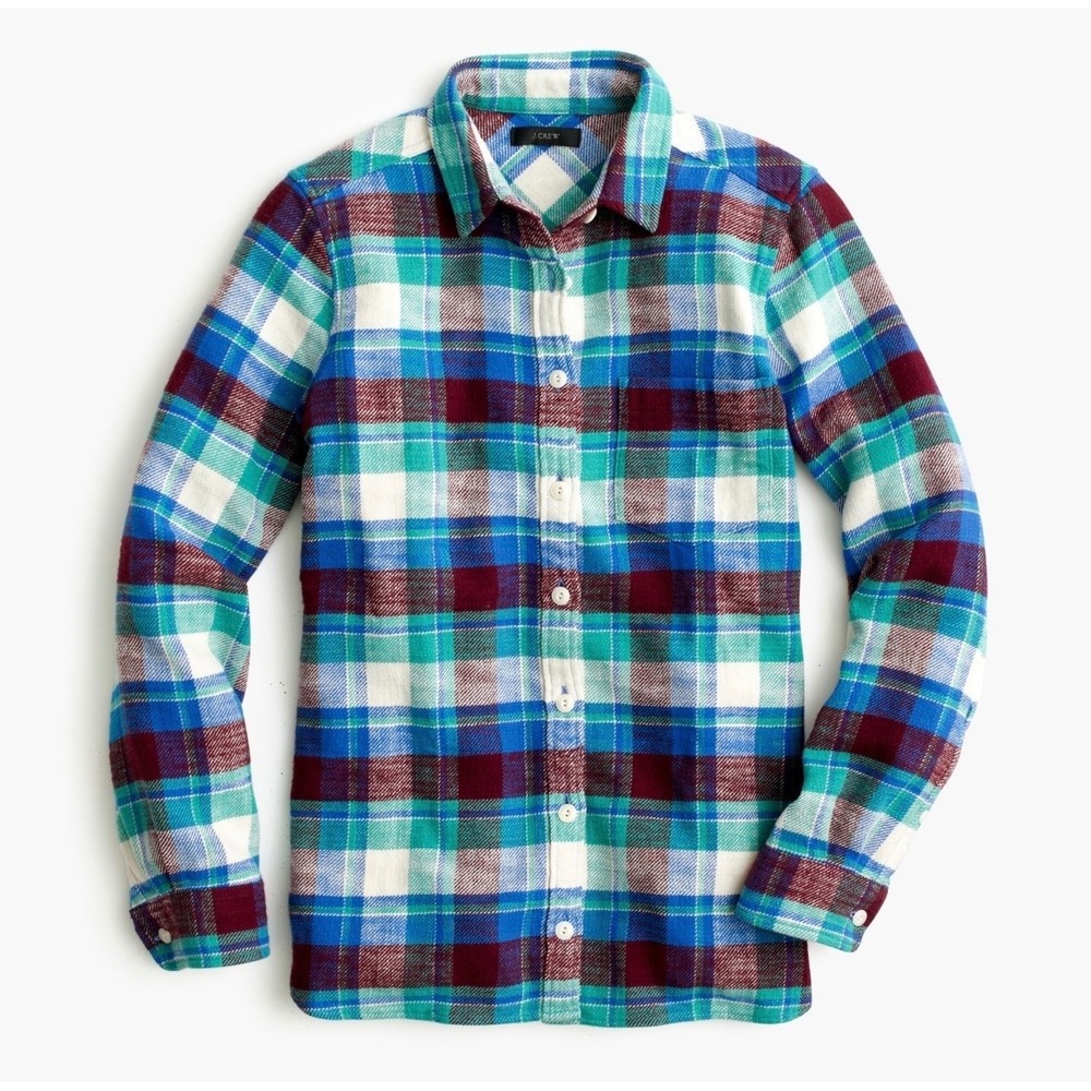 J.Crew Shrunken Boy Shirt Flannel Gemstone Plaid